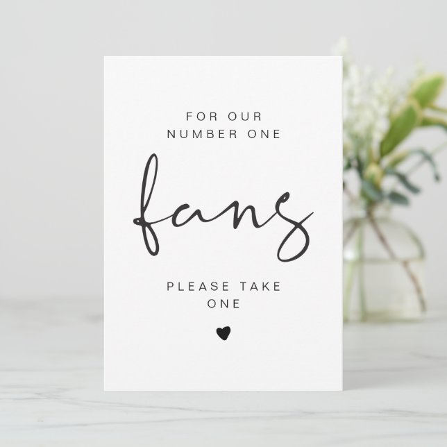 ADELLA Minimal Please Take a Fan Wedding Sign Invitation (Standing Front)