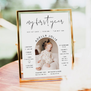 ADELLA Minimalist Arch Photo First Year Milestone Poster