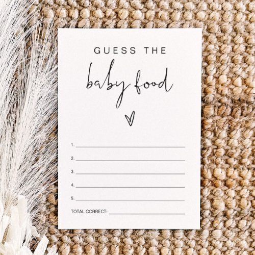 ADELLA Minimalist Guess Baby Food Baby Shower Game Invitation