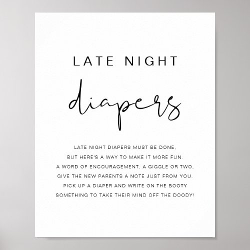 ADELLA Minimalist Modern Late Night Diapers Game P Poster