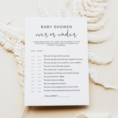ADELLA Minimalist Over Under Baby Shower Game Invi Invitation