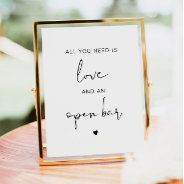 Adella Modern All You Need Is Love And Open Bar  Poster at Zazzle