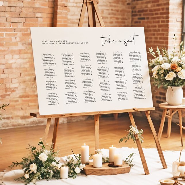 ADELLA Modern Alphabetical Wedding Seating Chart Foam Board (Creator Uploaded)