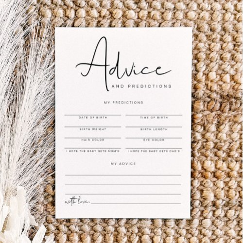 ADELLA Modern Baby Advice and Predictions Card