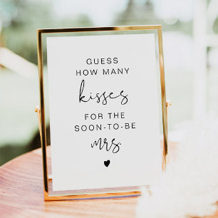ADELLA Modern Guess How Many Kisses Bridal Sign Invitation