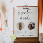 ADELLA Modern Minimal 2 Photo Pet Signature Drink Poster<br><div class="desc">This signature drink sign features two photo slots,  an edgy handwritten font,  and a modern minimalist design. Easily change the font and background color to match your event. This sign is perfect for adding either a photo fo the bride and groom,  kiddos,  or your favorite family pets.</div>