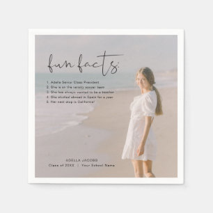 ADELLA Modern Minimal Fun Facts Graduation Party Napkins