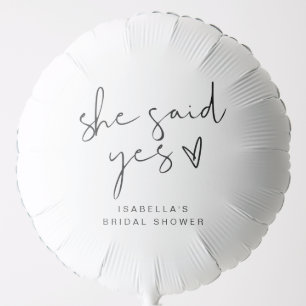 ADELLA Modern Minimal She Said Yes Bridal Shower Balloon