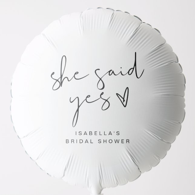ADELLA Modern Minimal She Said Yes Bridal Shower Balloon (Front)