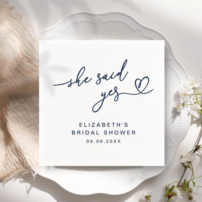 ADELLA Modern Minimal She Said Yes Bridal Shower Napkins (Creator Uploaded)