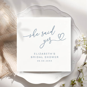 ADELLA Modern Minimal She Said Yes Bridal Shower Napkins