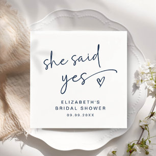 ADELLA Modern Minimal She Said Yes Bridal Shower Napkins