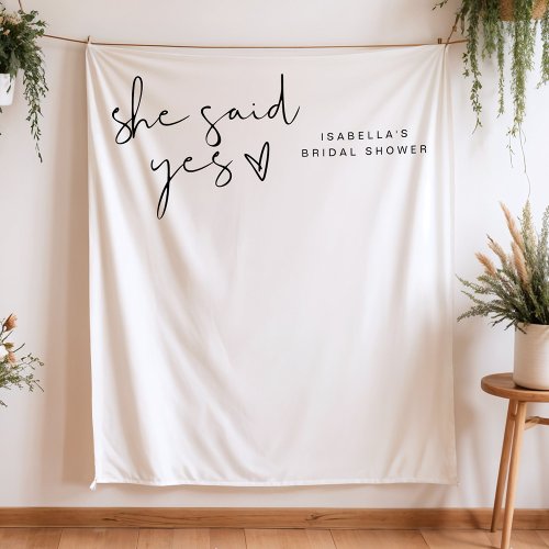 ADELLA Modern Minimal She Said Yes Bridal Shower Tapestry