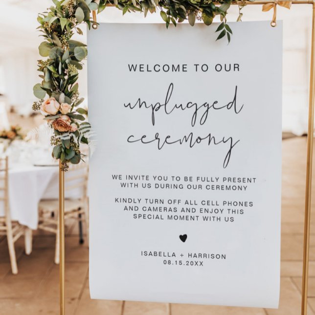 ADELLA Modern Minimal Unplugged Ceremony Sign (Creator Uploaded)