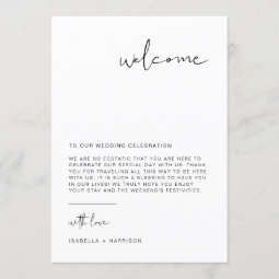 ADELLA Modern Minimal Welcome Letter Timeline Card | Zazzle