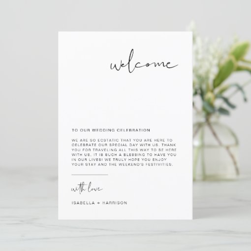 ADELLA Modern Minimal Welcome Letter Timeline Card | Zazzle