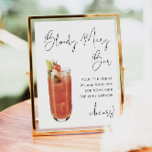 ADELLA Modern Minimalist Bloody Mary Bar Sign<br><div class="desc">This bloody mary bar sign features a watercolor Bloody Mary,  an edgy handwritten font and a modern minimalist design. Easily change the font color and background color to match your event. This is perfect for a wedding,  couple's shower,  bridal shower,  engagement party or any other special event.</div>