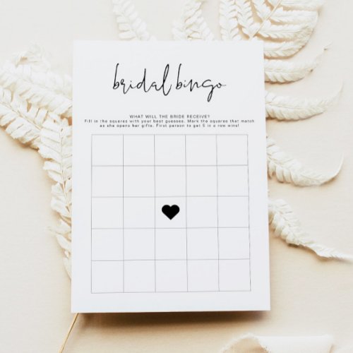 ADELLA Modern Minimalist Bridal Shower Bingo Game  Invitation