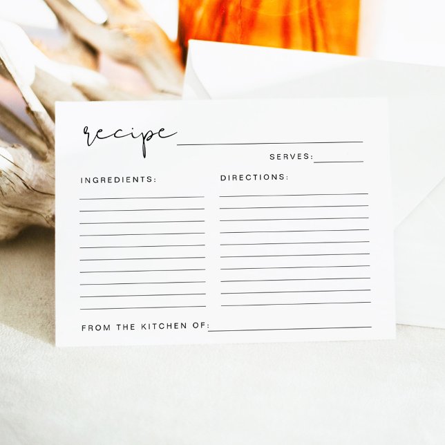 ADELLA Modern Minimalist Bridal Shower Recipe Card (Creator Uploaded)