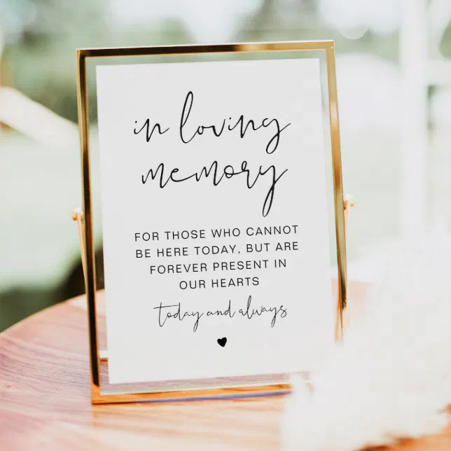 ADELLA Modern Minimalist In Loving Memory Sign Invitation | Zazzle