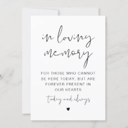 ADELLA Modern Minimalist In Loving Memory Sign Invitation | Zazzle