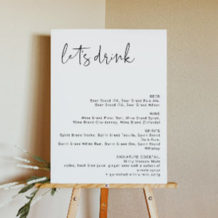 ADELLA Modern Minimalist Let's Drink Bar Menu Foam Board