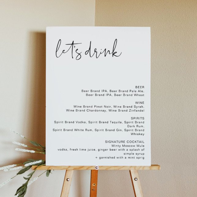 ADELLA Modern Minimalist Let's Drink Bar Menu Foam Board (Creator Uploaded)