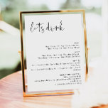 ADELLA Modern Minimalist Let's Drink Bar Menu Sign<br><div class="desc">This bar menu sign features two styled mimosas,  an edgy handwritten font,  and a modern minimalist design. Easily change the font and background color to match your event. This is perfect for a wedding,  couple's shower,  bridal shower,  engagement party or any other special event.</div>