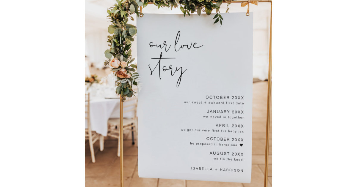 Adella Modern Minimalist Our Love Story Wedding Foam Board Zazzle 7916