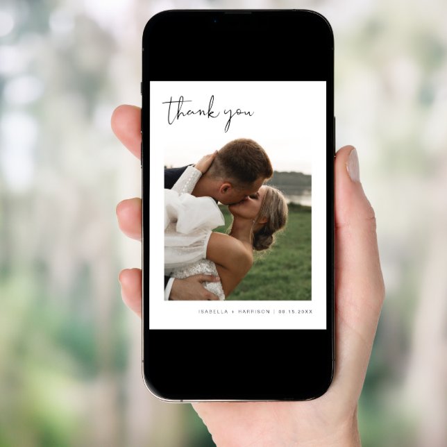 ADELLA Modern Minimalist Photo Wedding Thank You I Invitation (Front Digital)