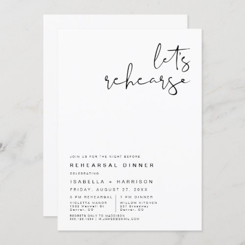 ADELLA Modern Minimalist Rehearsal Dinner  Invitation