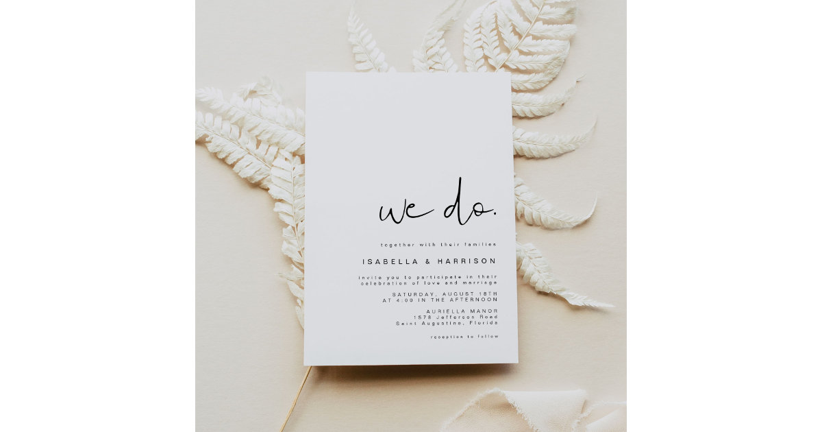 Adella Modern Minimalist Simple Wedding We Do Invitation Zazzle 1731