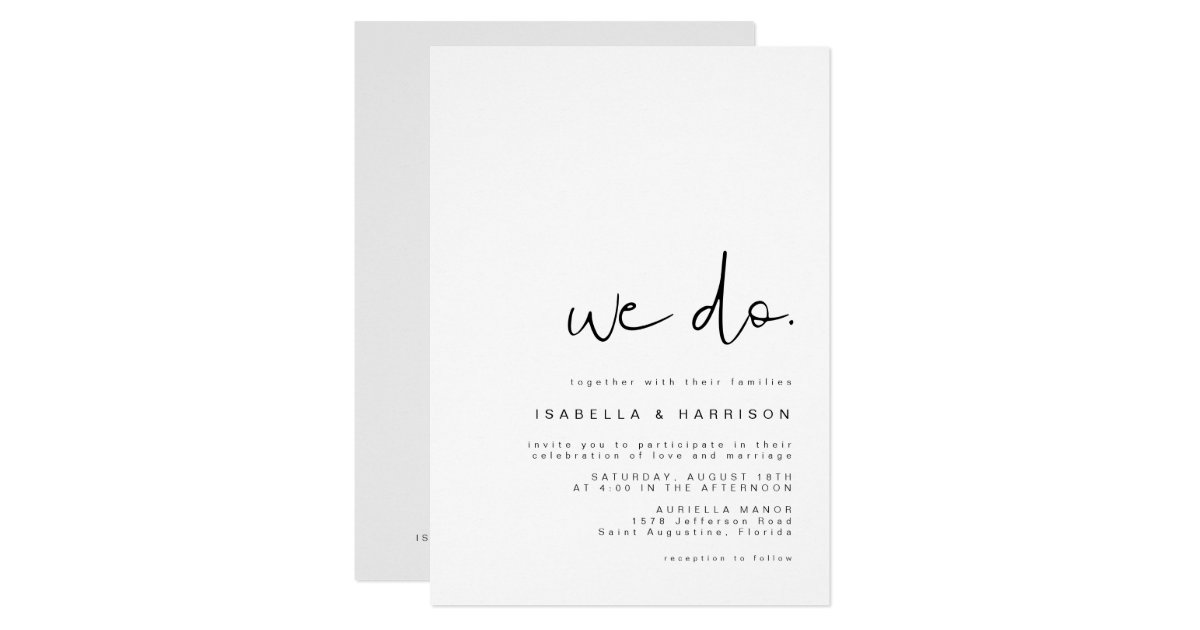 Adella Modern Minimalist Simple Wedding We Do Invitation 4027