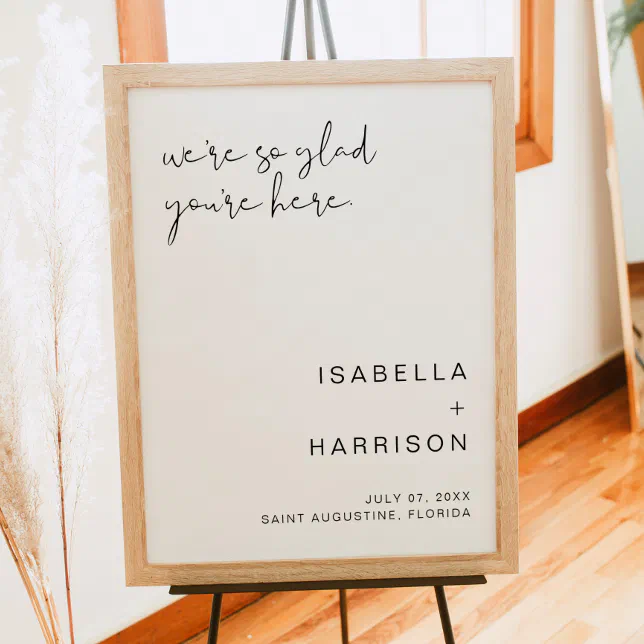 Adella Modern Minimalist Simple Wedding Welcome Poster Zazzle 7487