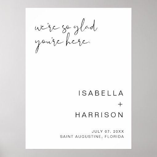 Adella Modern Minimalist Simple Wedding Welcome Poster Zazzle 4157