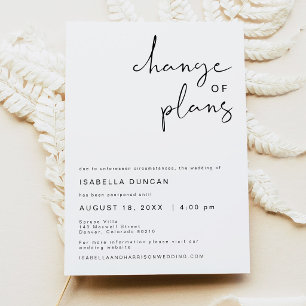 ADELLA Modern Minimalist Wedding Change of Plans Invitation