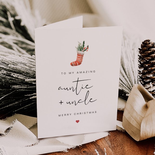 ADELLA Modern Stocking Auntie and Uncle Christmas Holiday Card (Creator Uploaded)