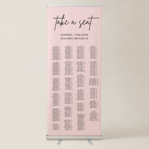 ADELLA Pink Blush Minimalist Wedding Seating Chart Retractable Banner