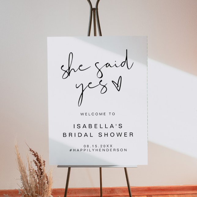 ADELLA She Said Yes Minimal Bridal Shower Welcome Foam Board (Creator Uploaded)