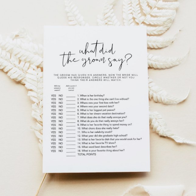 ADELLA Simple What Did The Groom Say Bridal Game Invitation (Creator Uploaded)