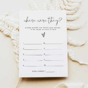 ADELLA Where Were They Bridal Shower Game Card