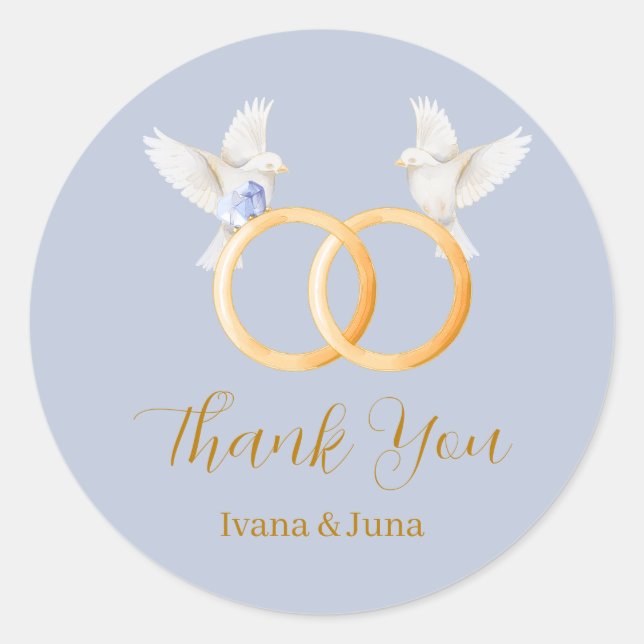 ADELLE Simple Dusk Blue Couple Wedding Label (Front)