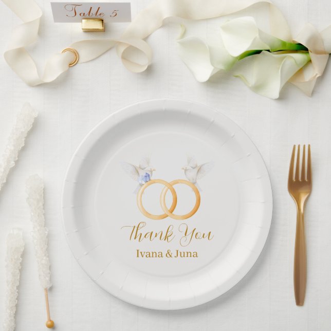 ADELLE Simple Dusk Blue Couple Wedding Paper Plates (Wedding)