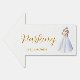 ADELLE Simple Dusk Blue Couple Wedding Parking Sign