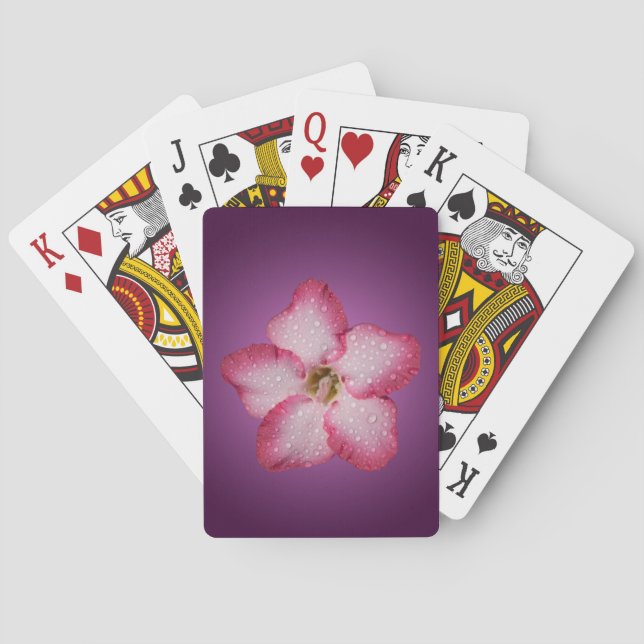 Adenium Pink Flower Flora Gradient Violet Poker Cards (Back)