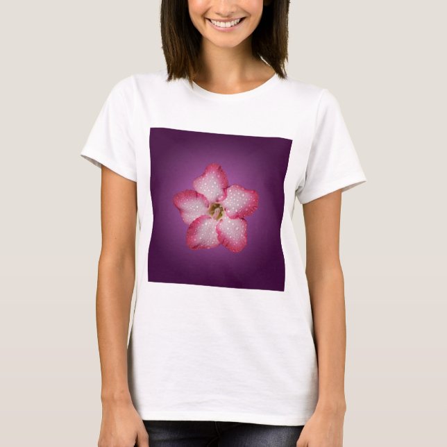 Adenium Pink Flower Flora Gradient Violet T-Shirt (Front)