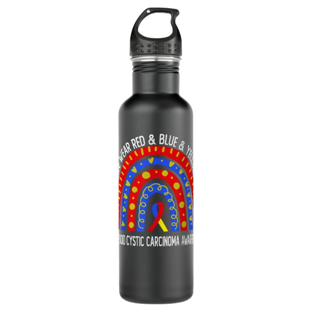 Adenoid Cystic Carcinoma Awareness Rainbow  Stainless Steel Water Bottle (Front)