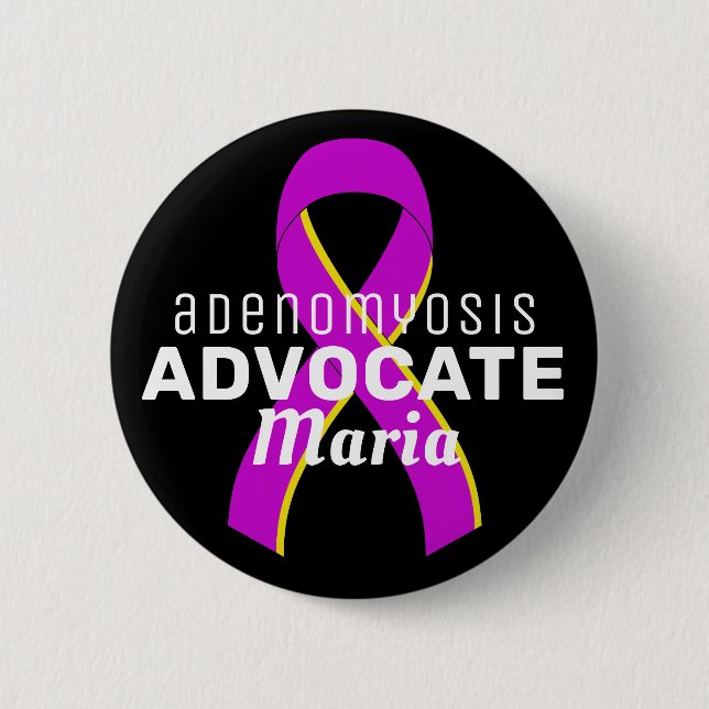 Adenomyosis Advocate Ribbon Black Button (Front)