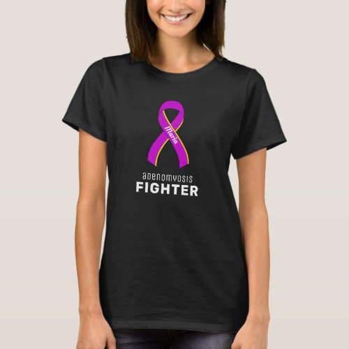 Adenomyosis Fighter Ribbon Black Womens T_Shirt