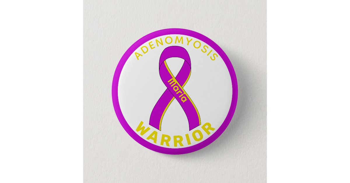 Adenomyosis Warrior Ribbon White Button | Zazzle